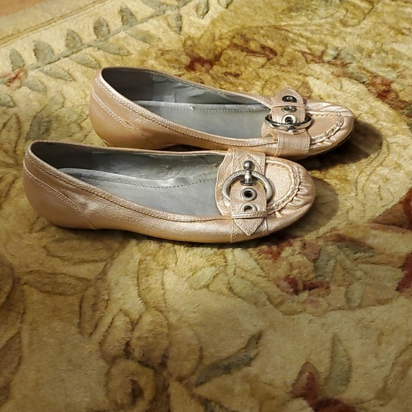 BCBG Soft Peachy-Pink, Buckle Detail Moccasin Loafers - Picture 2 of 3